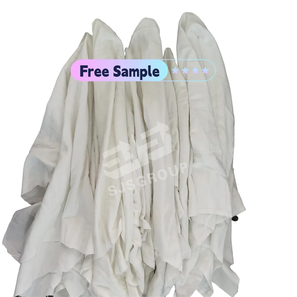 10Kg 20kg 25kg Fabric cutting pieces recycled industrial white garment leather scrap textile waste bed sheet cotton rags