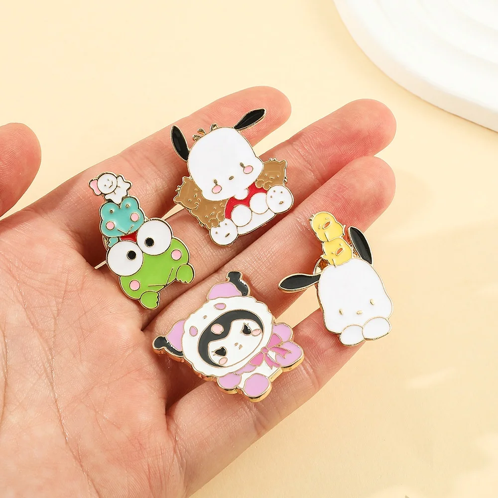 Cute Cartoon Sanrio Brooch Soft And Cute Kulomi KT Cat Melody Metal Badge Clothing Bag Accessories