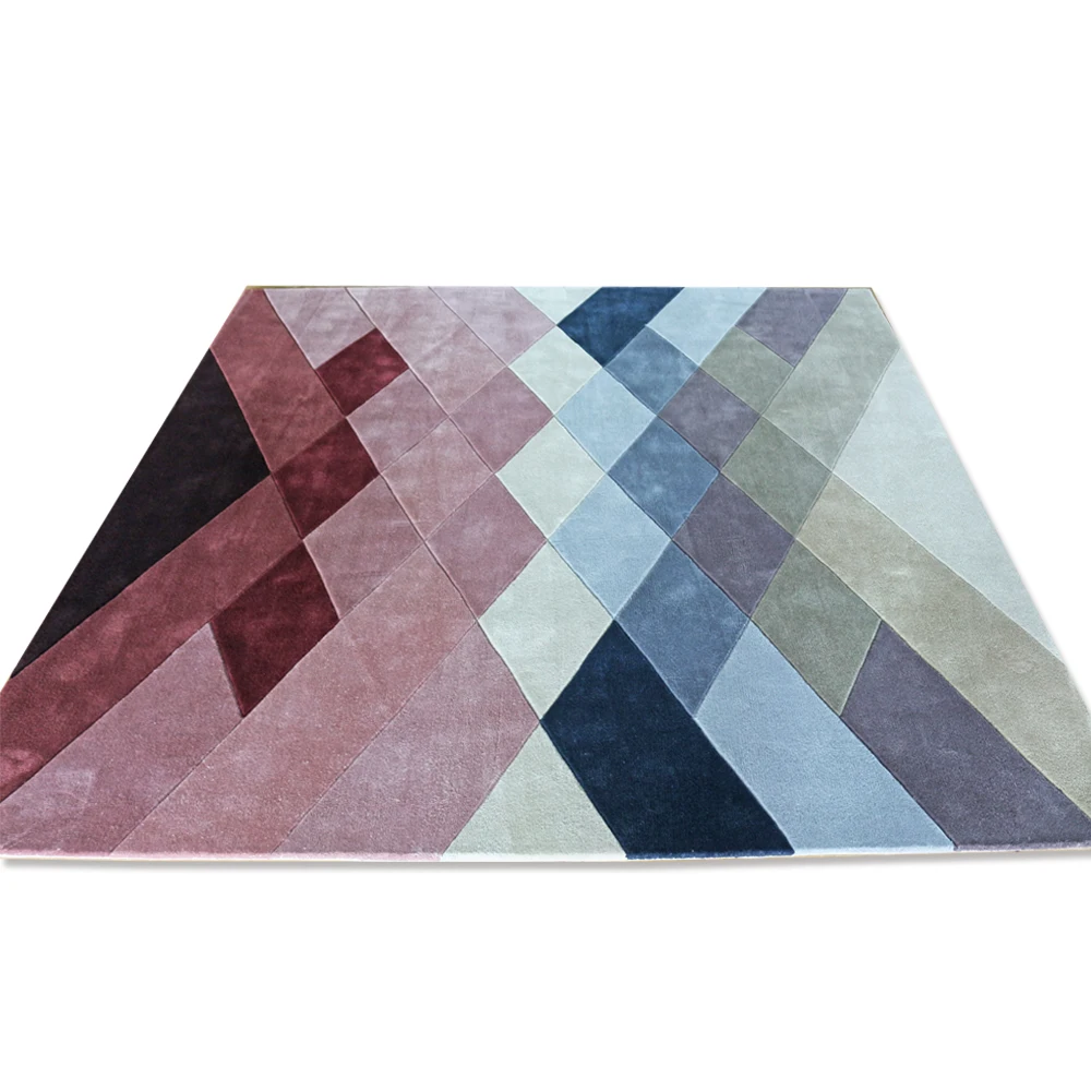 Wholesale price indoor house geometric soft hand tufted acrylic carpet living room modern