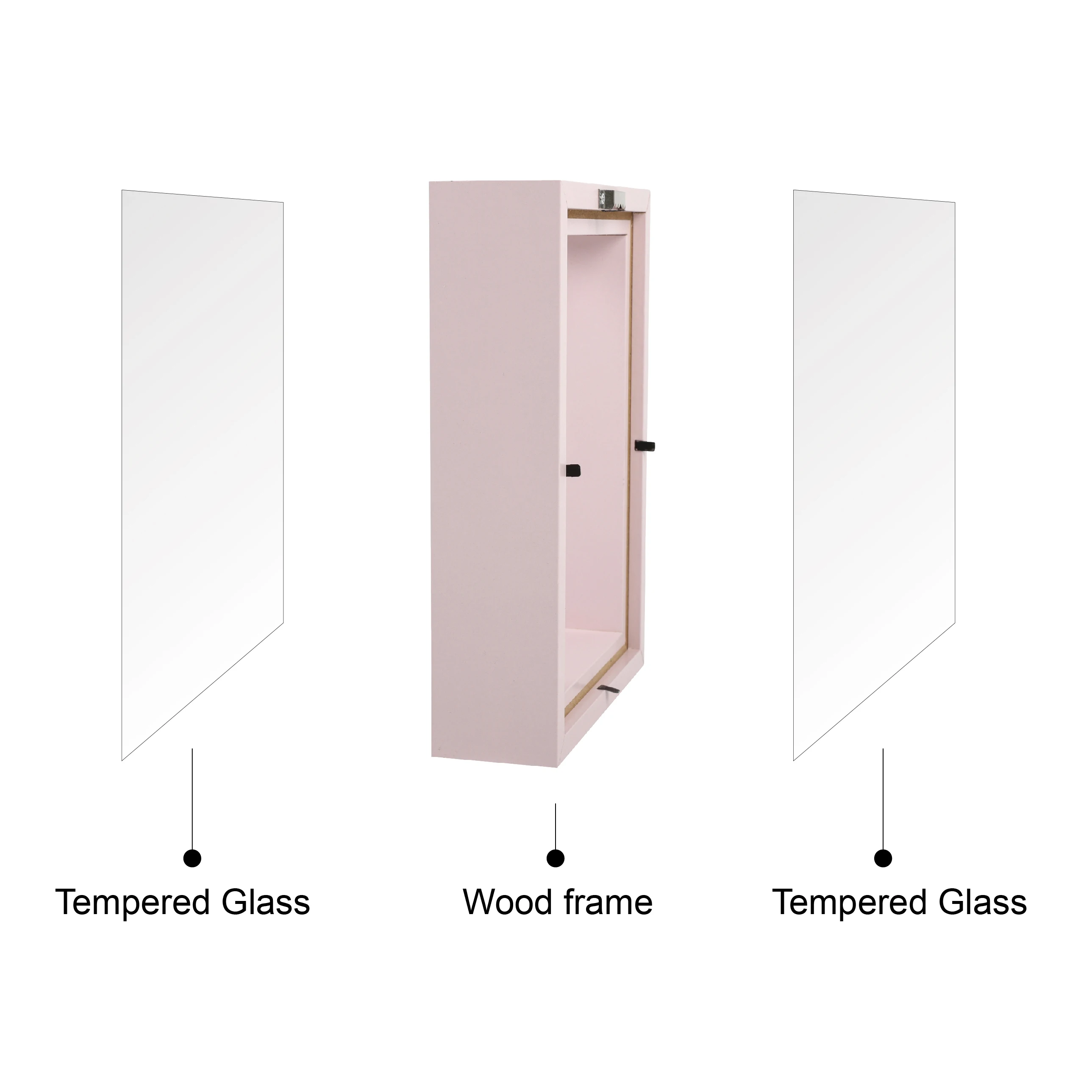 SOFINE Wholesales Customized Size Dried Flower Floating Double Sided Glass Shadow Box Frame