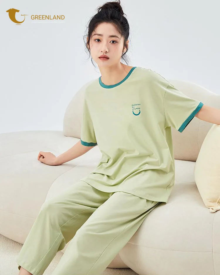 2023 Custom  wholesale leisure wear high quality daily sleeping bottoms and tops summer women pajamas sets