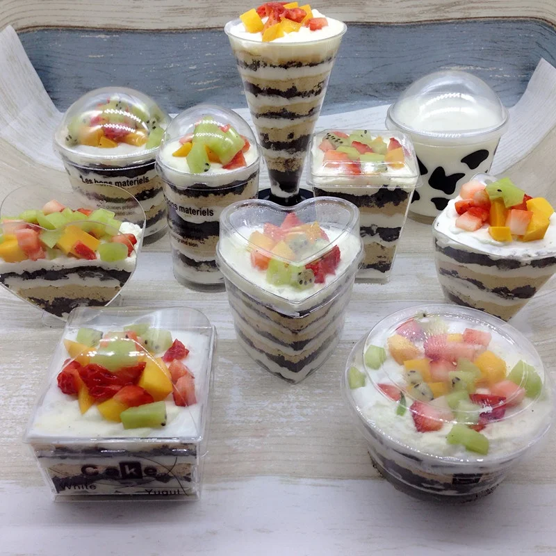 Wholesale Custom Different Capacity Food Grade BPA Free Disposable Plastic Yoghurt Cups Clear Dessert Cups