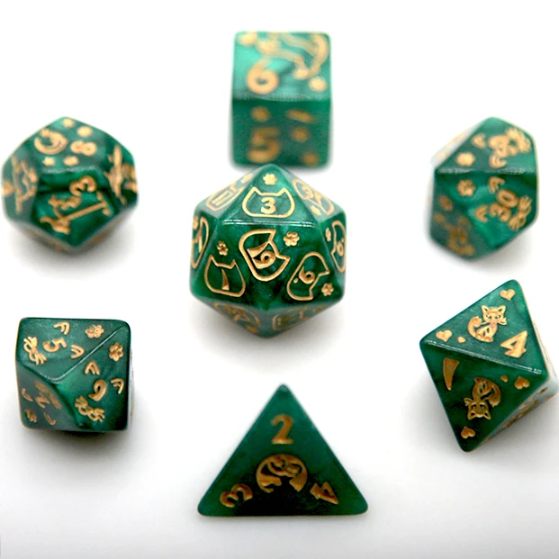 HS Acrylic Cats dice for  Polyhedral DND RPG Dungeons and Dragons games Acrylic Dice Set Pattern  Blue