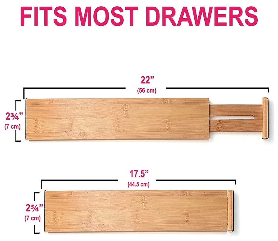 
Adjustable Drawer Expandable Organizer Kitchen Bamboo Drawer Dividers Organizer 