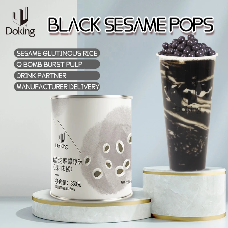 Doking New products hot selling for bubble tea shops black sesame sauce popping bobo popping boba tapioca pearls popping boba