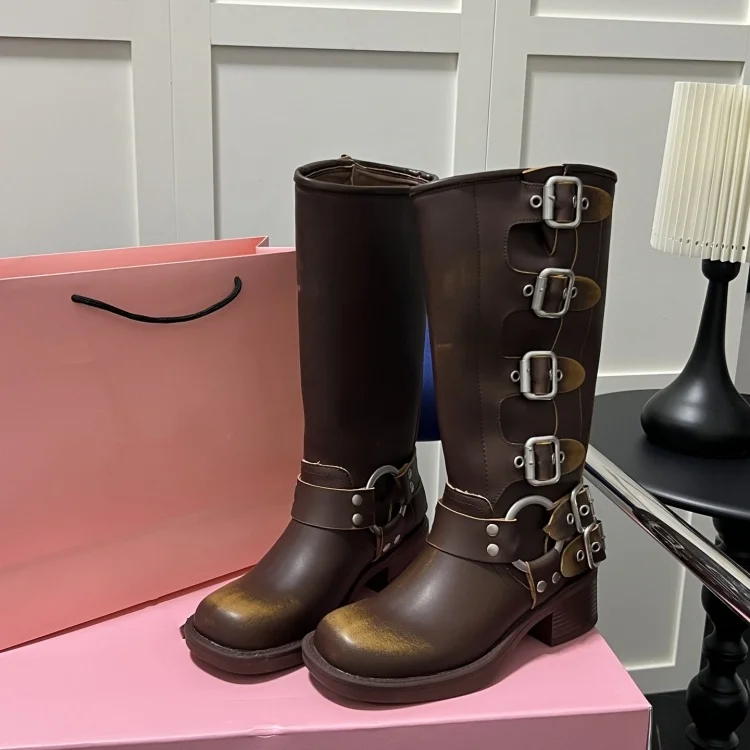 New Style 2024 Original High Quality Genuine Leather Luxury Designer Minmin Shoes Calf boots For Women Ladies