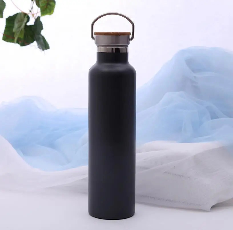 750ml Stainless steel bamboo bottle with Unibody Bamboo Cap, Bamboo Brushed stainless steel Klean Kanteen Water Bottle,