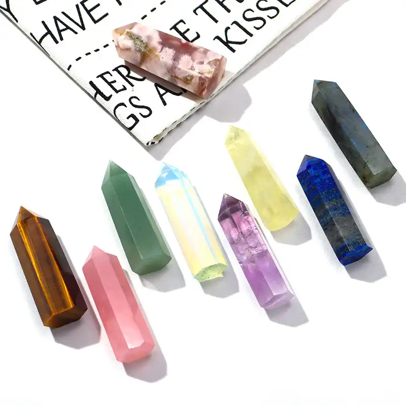 Wholesale Natural Feng Shui Gemstone Wand  Folk Crafts Crystal Point Quartz Tower  Amethyst Healing Crystal