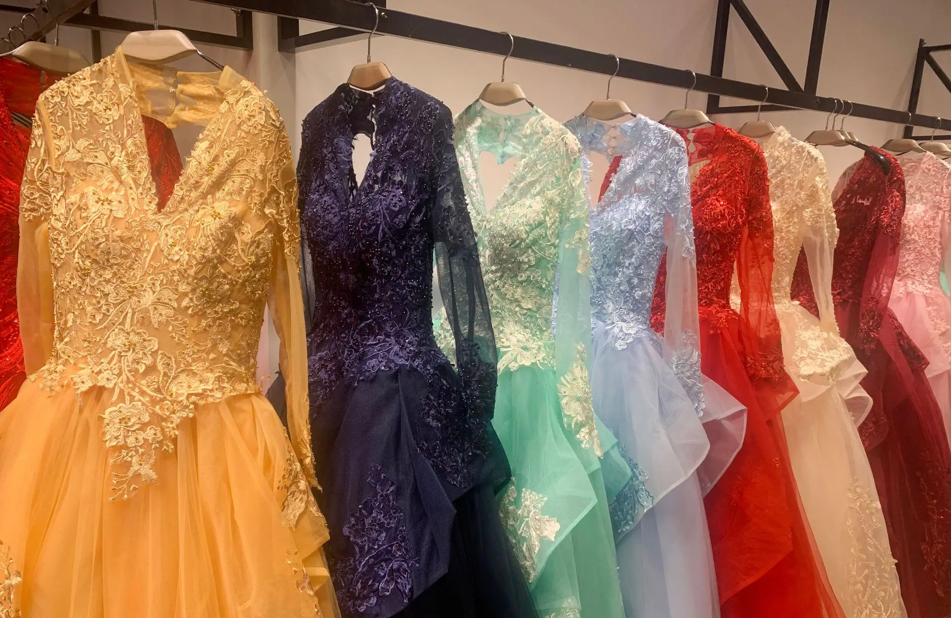 2022 new bride pink blue gold stand collar long sleeves Costumes dream luxury Princess tutu ball gown Wedding dress