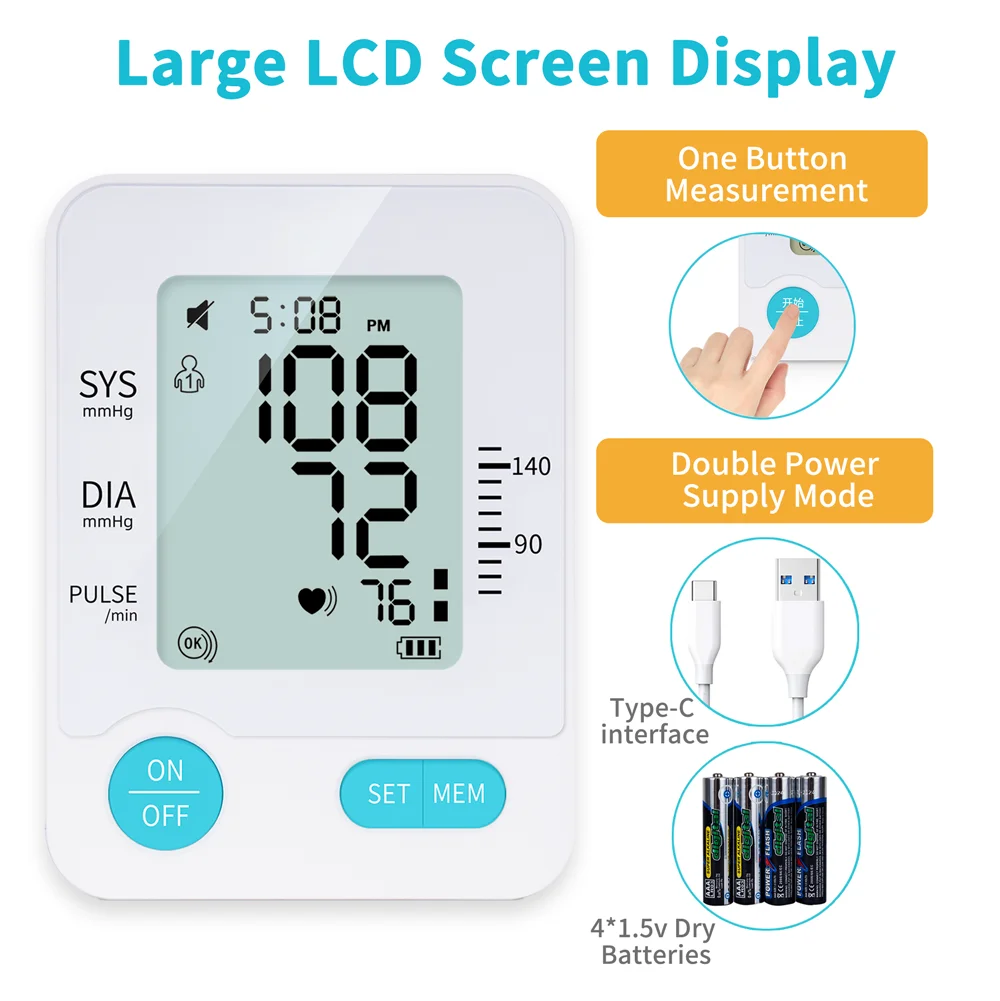 
Fully automatic measure BP monitor digital blood pressure monitor with large cuff blood meter machine 
