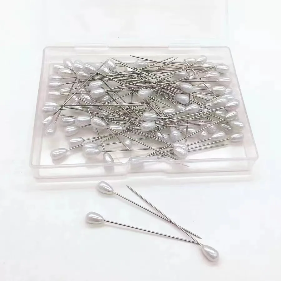 Factory direct sale pearlescent color white drop-shaped pin wedding flower decoration fixed pear-shaped pearl pin
