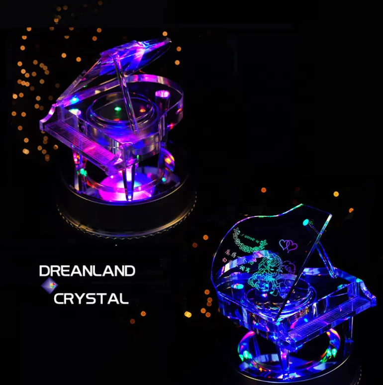 Custom crystal piano music box  with high-end crystal material winding music box mechanism MP3 4 Bluetooth