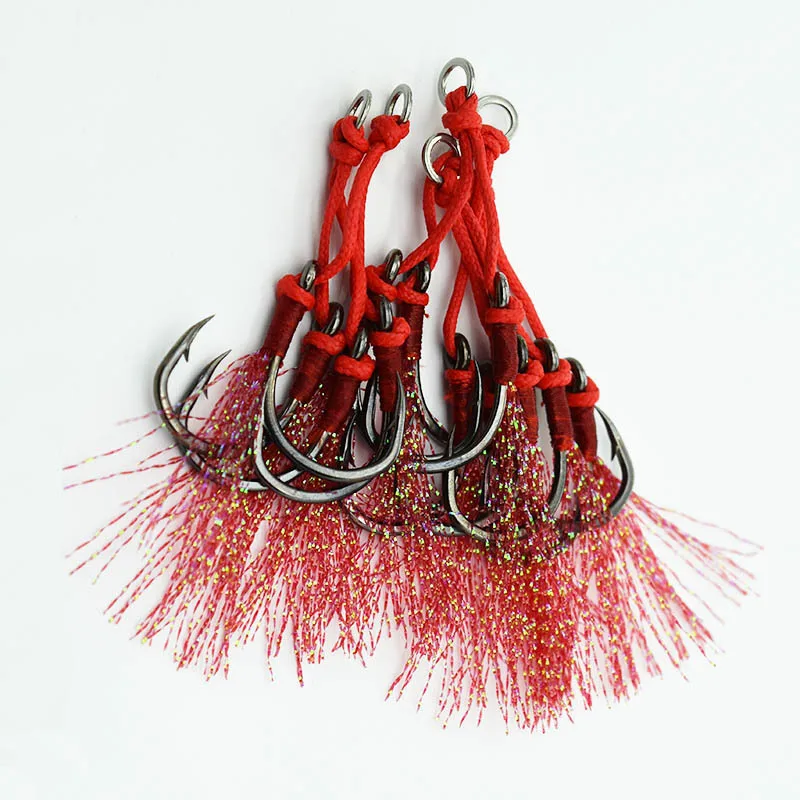 High Quality Mustad Stainless Steel Long with Holes Shank Saltwater Feather Barbed Ocean Fishing Hook