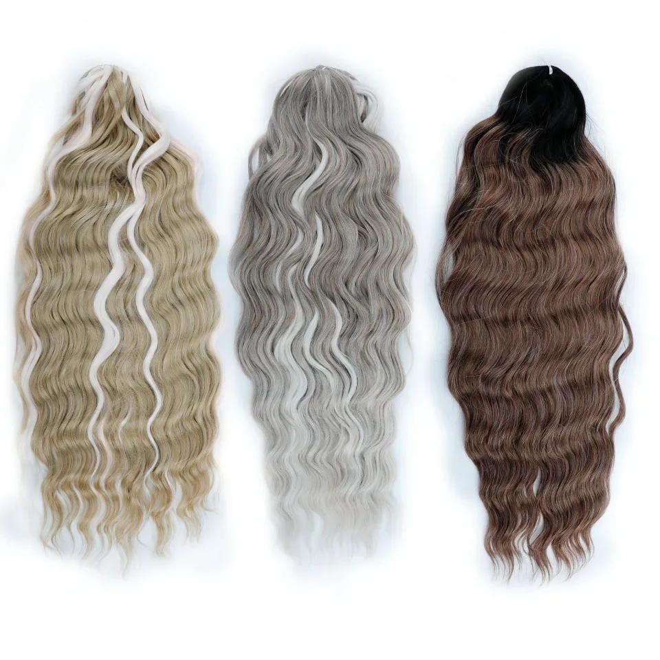 Synthetic Loose Deep Wave Braiding Hair Extensions 24 Inch Water Wave Crochet Braiding Hair Ombre Blonde Fake Curly Hair Bundle