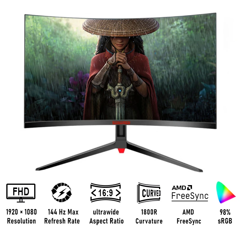 Custom OEM Desktop Display 24 Inch Curved Ecran Gamer Full HD 1080P Large Computer Gaming Monitor Screen 144Hz Freesync G Sync