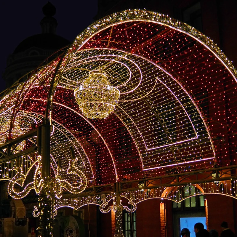 Outdoor lighted LED Bowknot Arch Christmas Across Street Motif Decorations Lights For Holiday