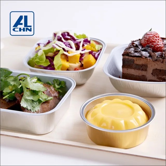 
Disposable airline airplane inflight 400mL aluminum foil food container/tableware as fruit pan meal rice box dessert snack tray 
