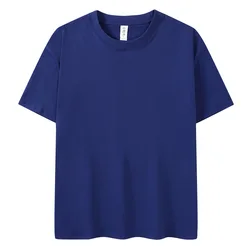 Новинка 2021, толстая футболка с круглым вырезом, свободная хлопковая однотонная трендовая уличная Мужская футболка