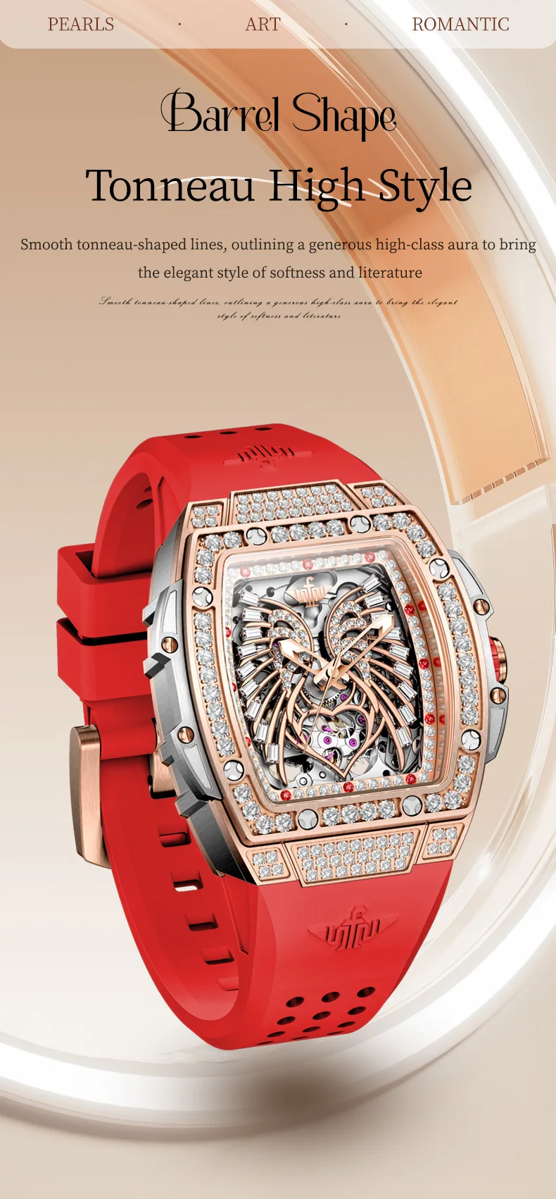 OUPINKE 3225 Top Luxury Brand Mechanical Women Watch Love Angel Wings Design Skeleton Automatic Elegant White Ladies Wristwatch