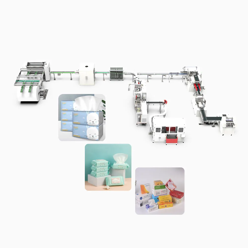 Fullautomatic 7lane Facial Tissue Napkin Cutting V Folding Packing Machine maching