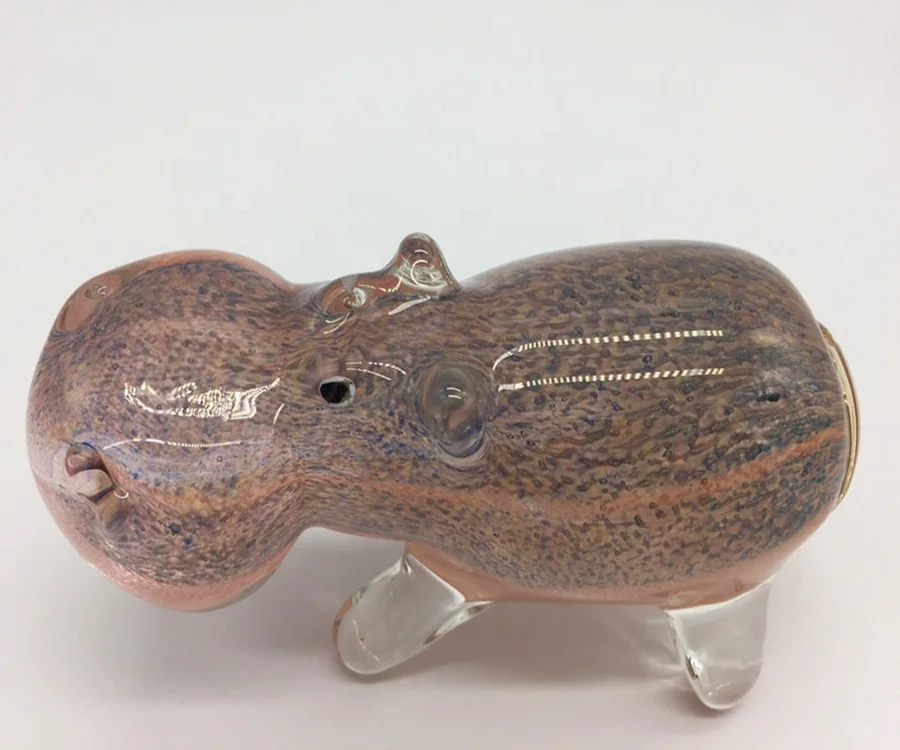 Antique small murano glass hippo figurines