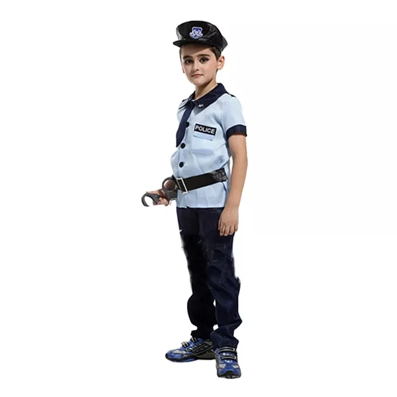 Bulk Cheap Halloween Costume Role Play Costume Children Police Dress Up Costume Policeman Fancy Clothes kids