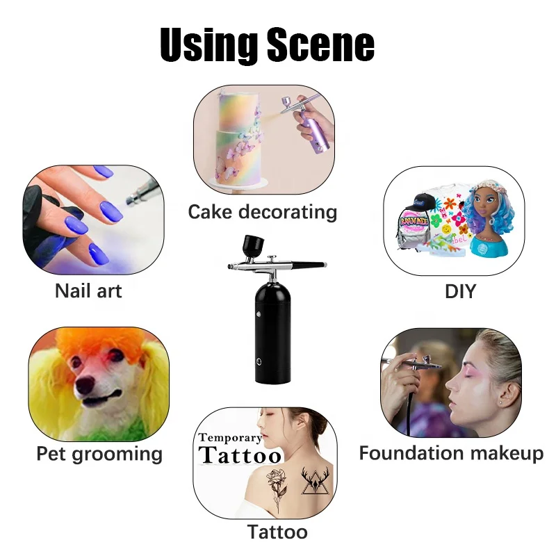 Wireless Alcohol Paint Nail Air Makeup Tattoo Airbrush Aerografo Kit