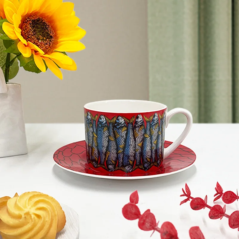 Funase Owl Cup and Saucer crocodile Pattern Gift Coffee Cup ceramics mugs