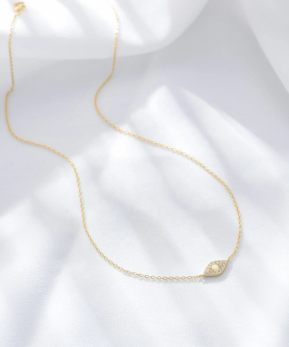 Woman Luxury Fashion Opal Choker Necklace Gold Plated Eyes Necklace for Birthday Gifts