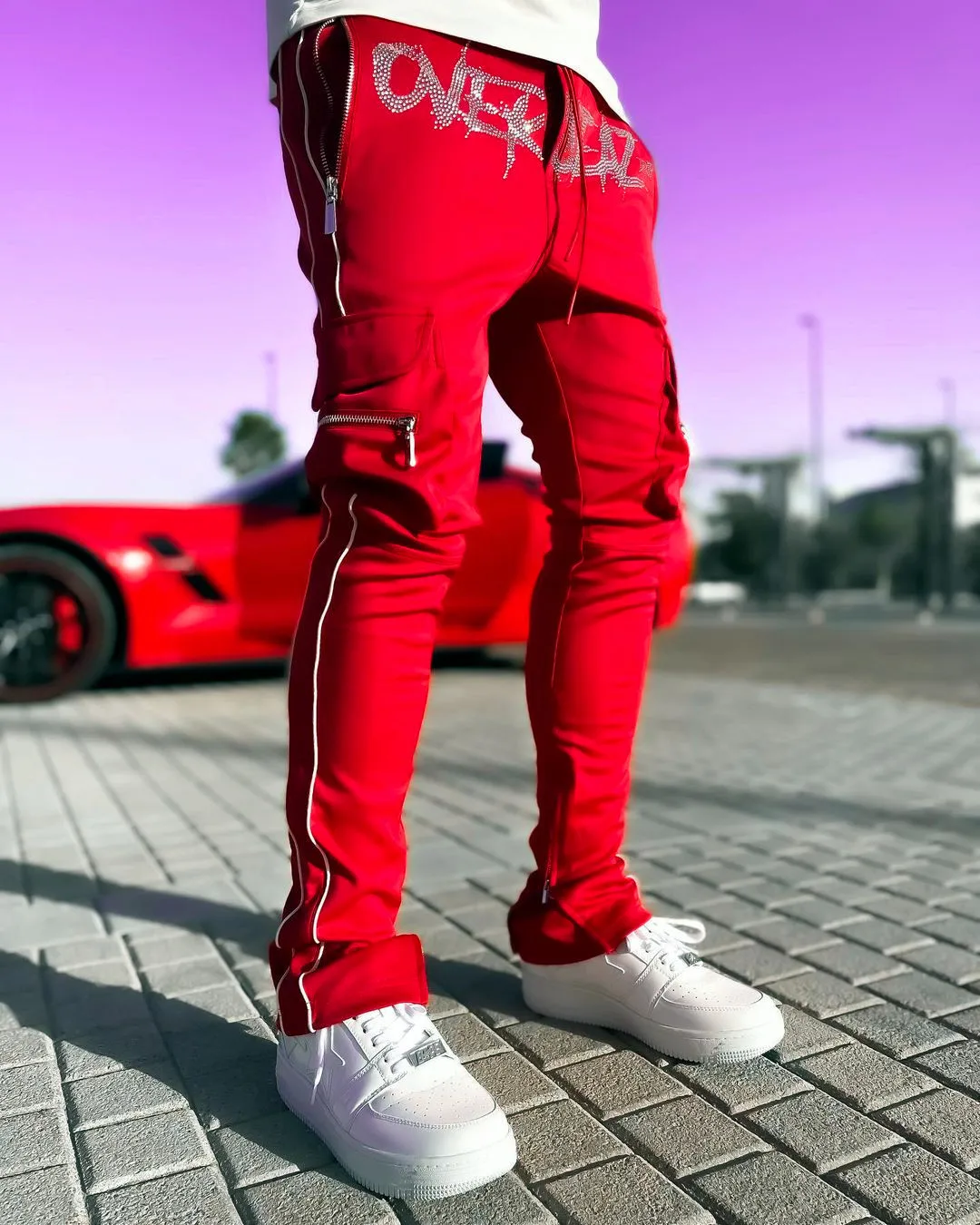 Custom Logo TG037 New arrival autumn elastic waist cargo pants long trousers reflective casual workout leggings