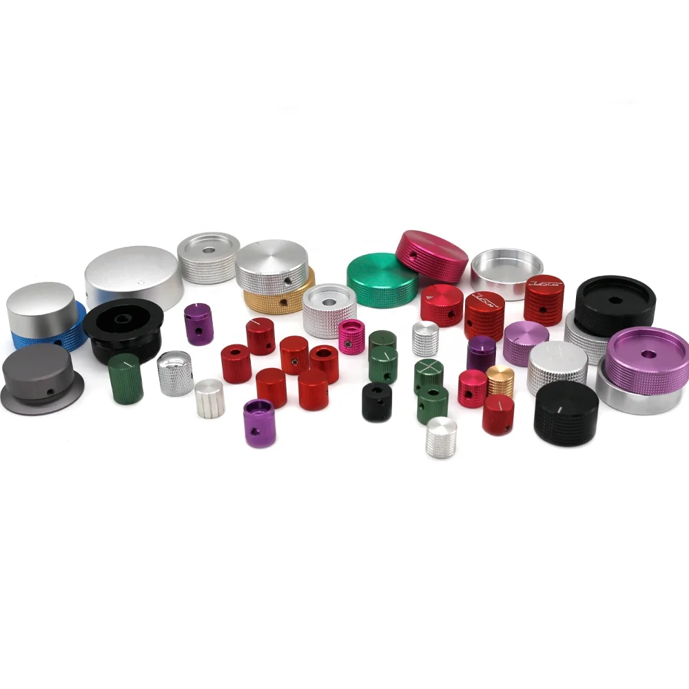 CNC Machining Parts Black and White Aluminium Knobs for Potentiometers with 10-35mm D Hole Stainless Steel Capabilities