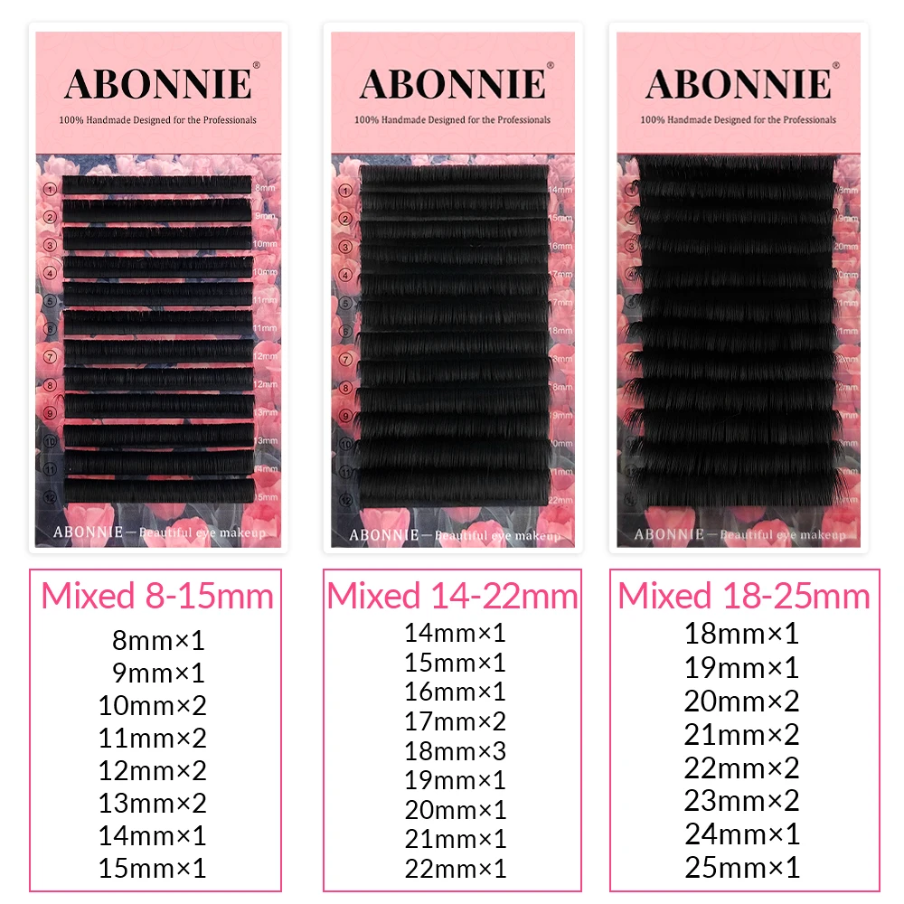 Abonnie 0.03 0.05 0.07mm Easy Fanning Lashes Cc Dd c d Easy Fan Lash Tray 8-25mm Lash Extension Easy Fan