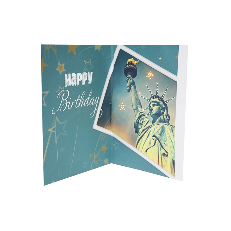 
OEM Light sensor musical led invitations birthday greeting card with sound 