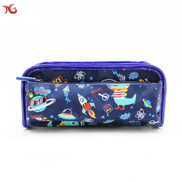 2022 Hot Sale Allover Printing Pattern Double Pocketspencil Case Custom Pvc Pencil Bag Pencil Box Stationery