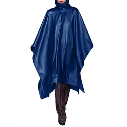 European and American runway show mirror leather bat style cloak sleeveless collar cloak short model performance stage