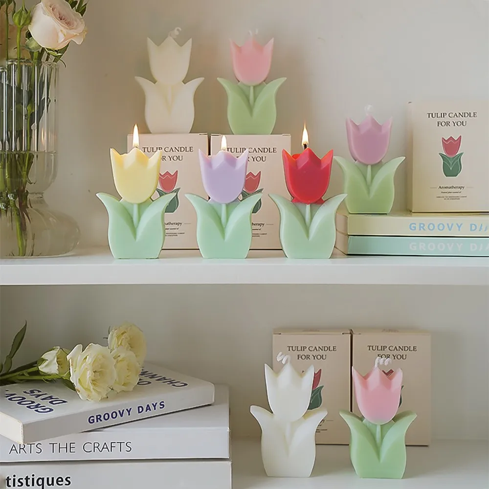 Birthday Wedding Party Home Decoration Aromatherapy Tulip Flowers Candles Scented Candles Soy Wax