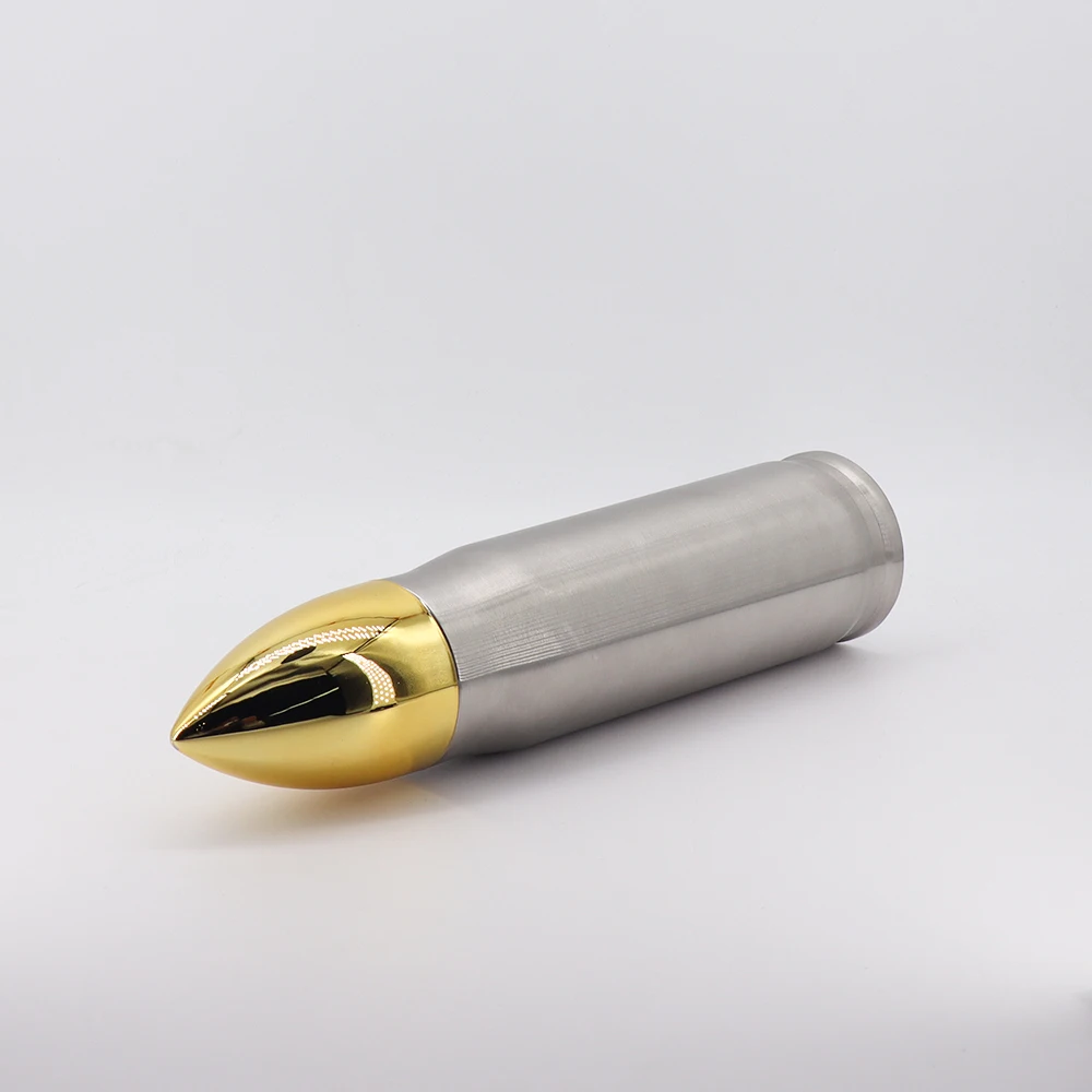 FREE sample in bulk 500ml 1000ml stainless steel silver shot gun shell travel mug cups steel bullet coffee tumbler