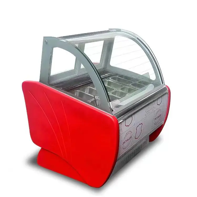 Luxury Commercial Air Cooling Gelato Showcase Hard Ice Cream Display Cabinet Refrigerator Freezers with Sliding Door LED