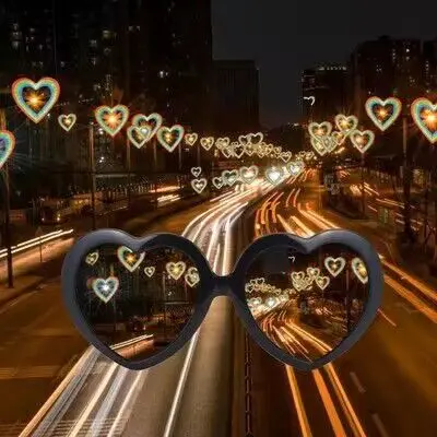 2023 Love Effects Sunglasses Special Rave Party Light Changing Eyewear Heart Shaped Diffraction Glasses