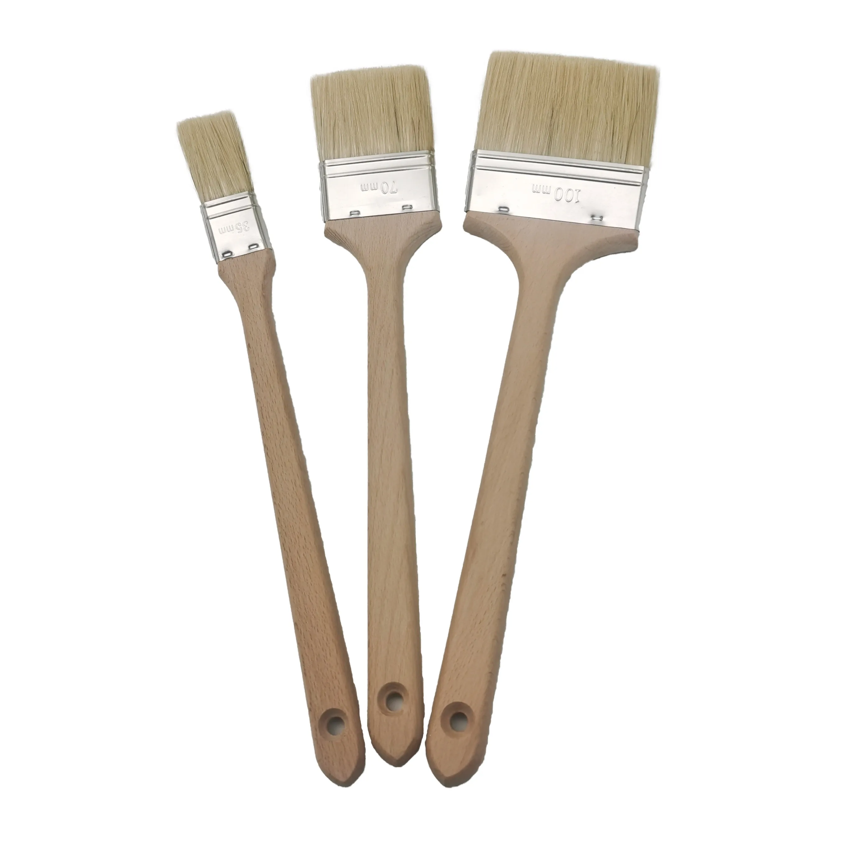 Radiator paint brush with long bent handle