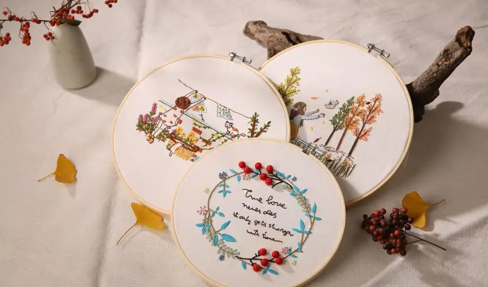 DIY Embroidery Flower Handwork Needlework for Beginner Cross Stitch Kit