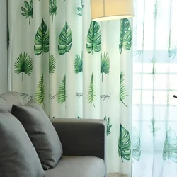 Graceful Two Side Shining Green Leaves Classical Print Blackout Curtain Window Curtain For Living Room