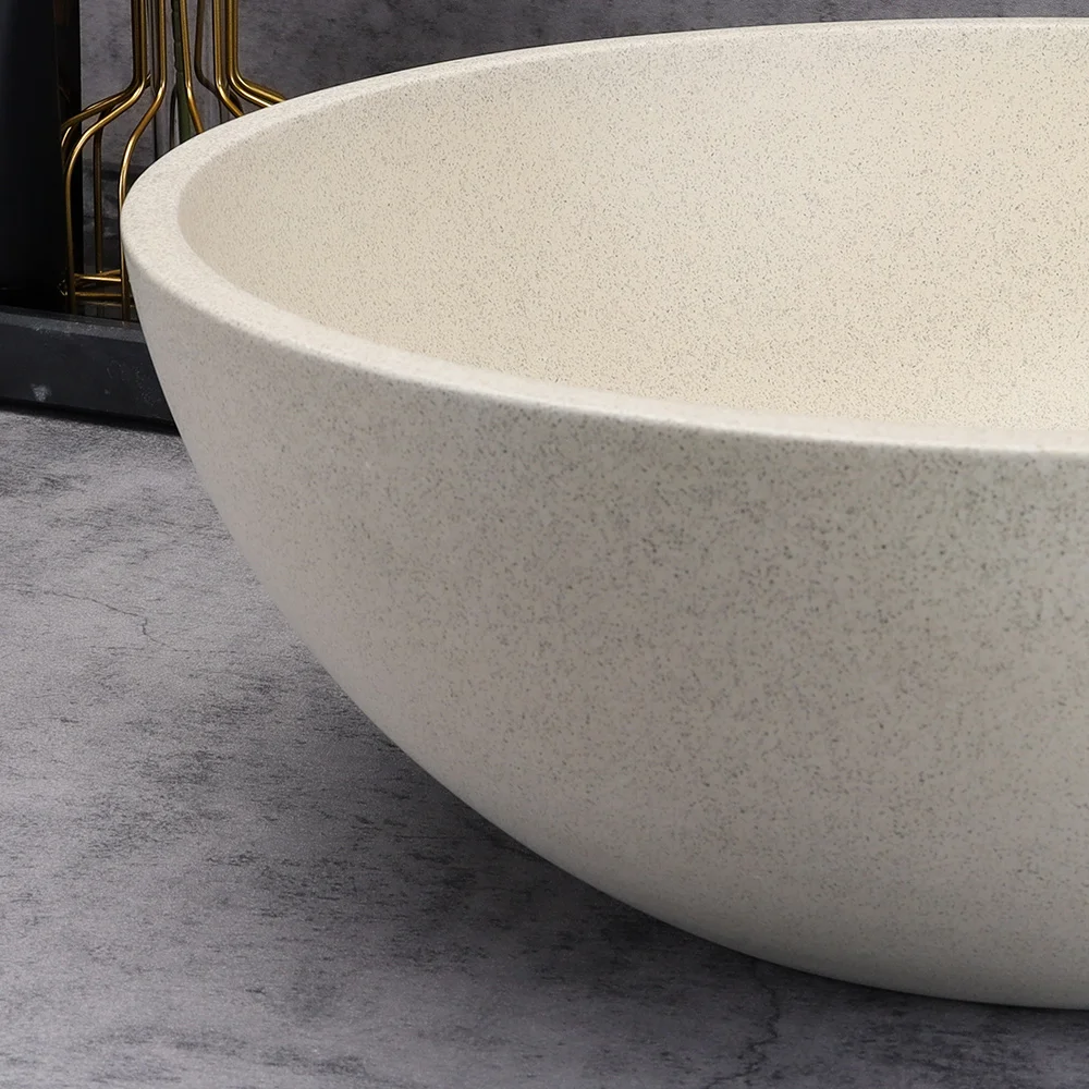 Round concrete basin countertop sink Large cement art basin sand stone bathroom wash basin