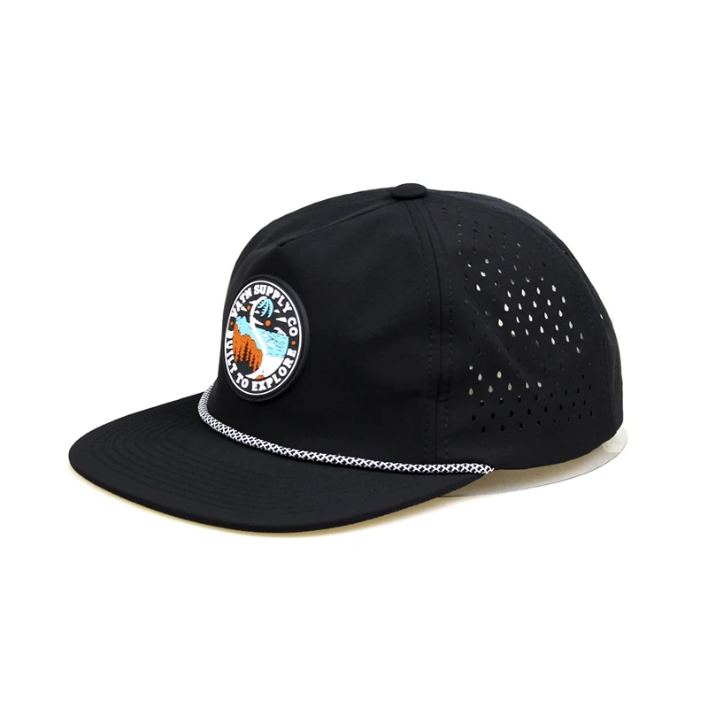 Custom 5 Panel High Quality Curved Brim 3D Embroidered Logo Sport Golf Baseball Cap,Waterproof Laser Cut Hole Perforated Dad Hat