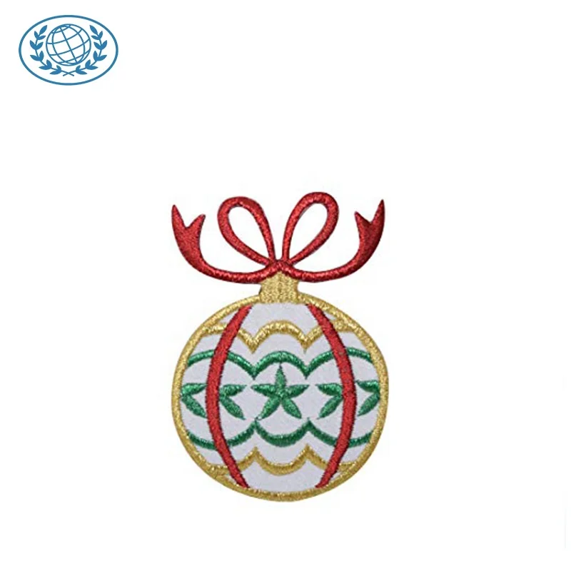 Patch Manufacture  Direct Custom Embroidery Uniform Patch Metallic Thread Embroidered Christmas patch