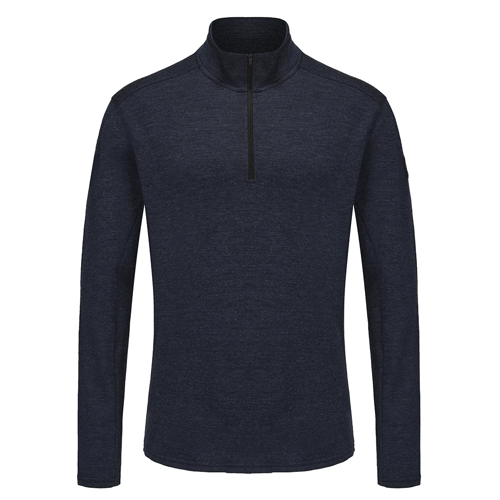 High Quality Classic Casual 320GSM Merino Wool 1/4 Zipper Long Sleeve Top Shirt for Men Clothing