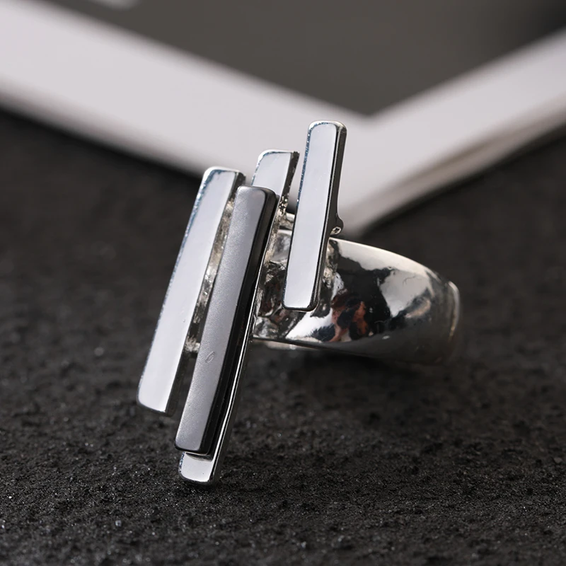 TongLing European vintage chunky ring brushed surface zinc alloy elastic ring for daily accessories