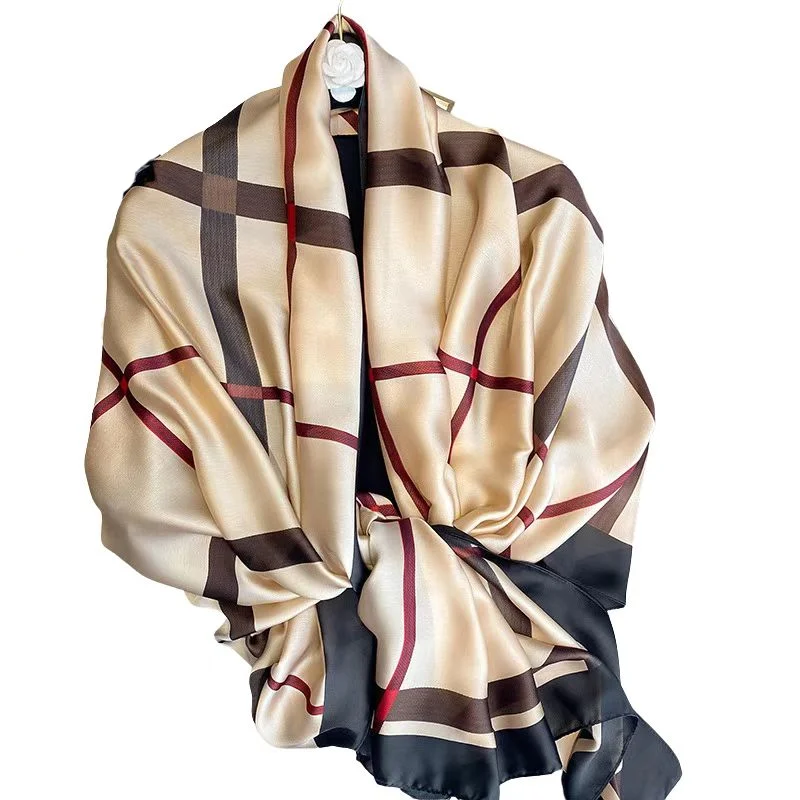 Womens Silk Scarf Printed 100% Long Mulberry Satin Scarf Fashion Designer Scarf Lightweight Wraps
