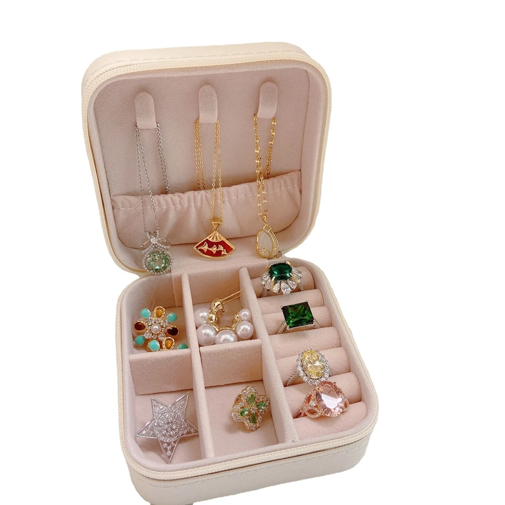 New Portable Women Girls Earrings Ear Stud Box Organizer Jewelry Storage Case Display PU Leather Small Travel Jewelry Boxes