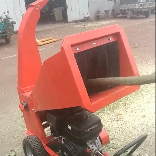7.5hp Mobile Wood Chipping Machine Small 2inch Max Chipping 50mm Gasoline/Petrol Wood Shredder